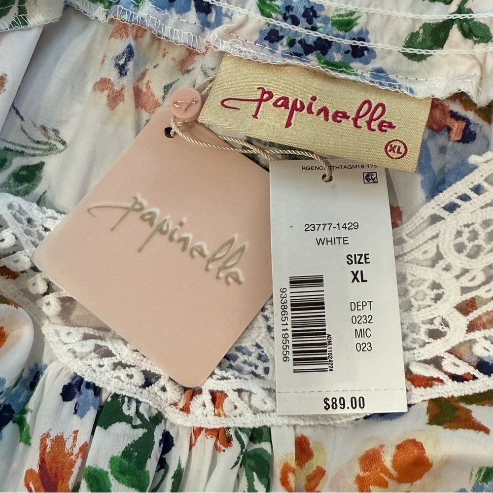 Papinelle Harper Lace Front Cotton Nightie Nightgown White Floral NWT $89 - Picture 11 of 16